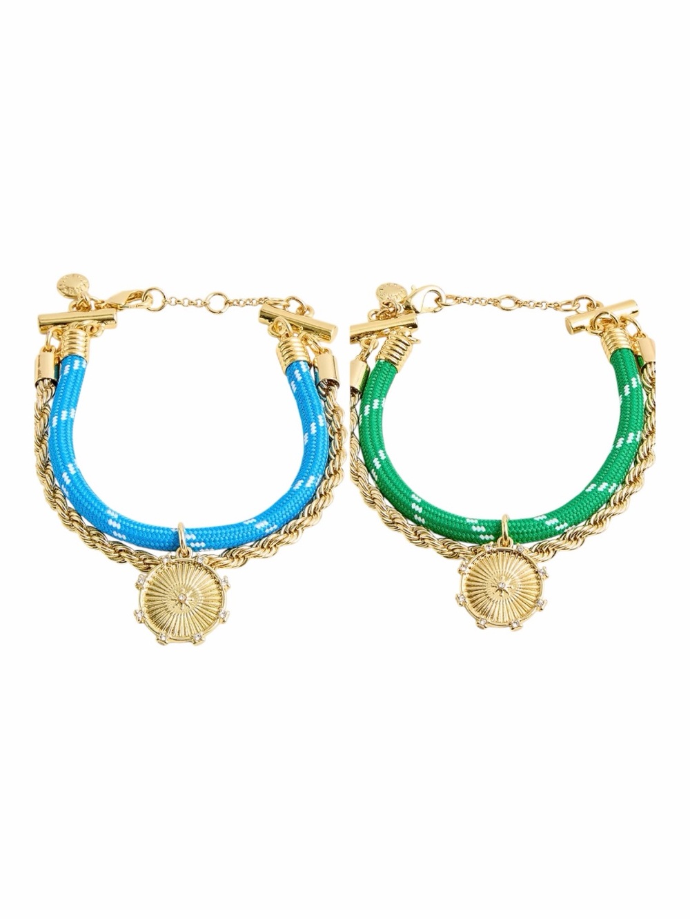 NWT! Lot of (2) J. Crew Corded Gold Charm Layering Bracelets.